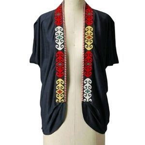 Anthropologie Boho Navy Clemencia Kimono Vest Sz S
